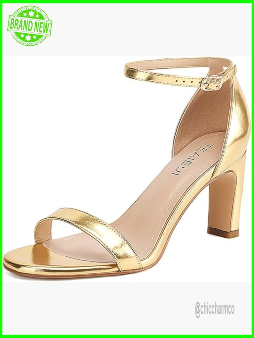 Round Toe Heeled Sandals Chunky High Heel Ankle Strap Block Heel